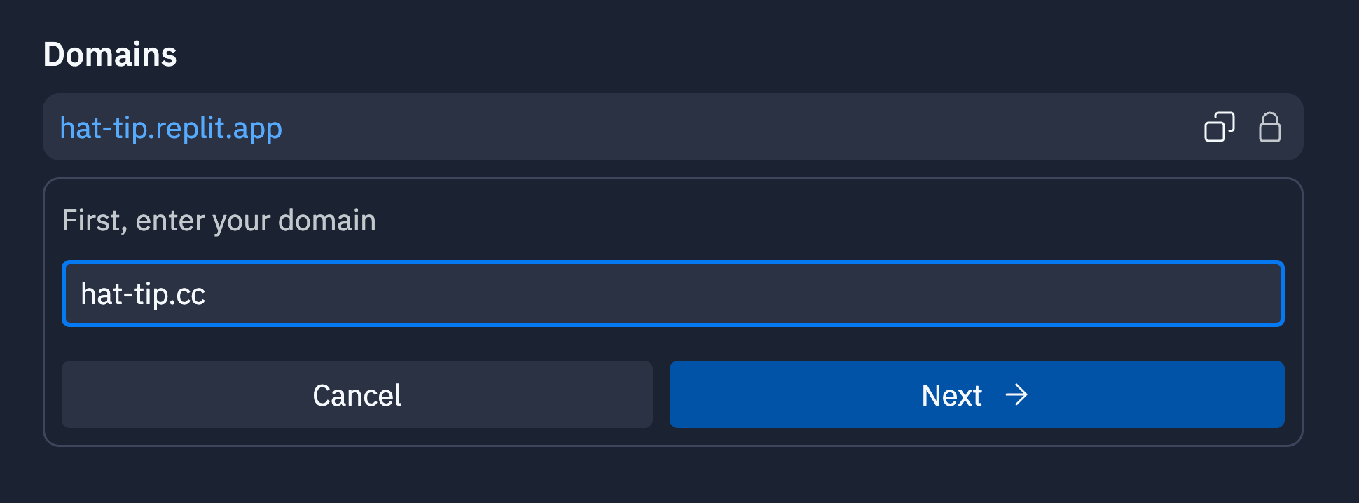 domain linking panel