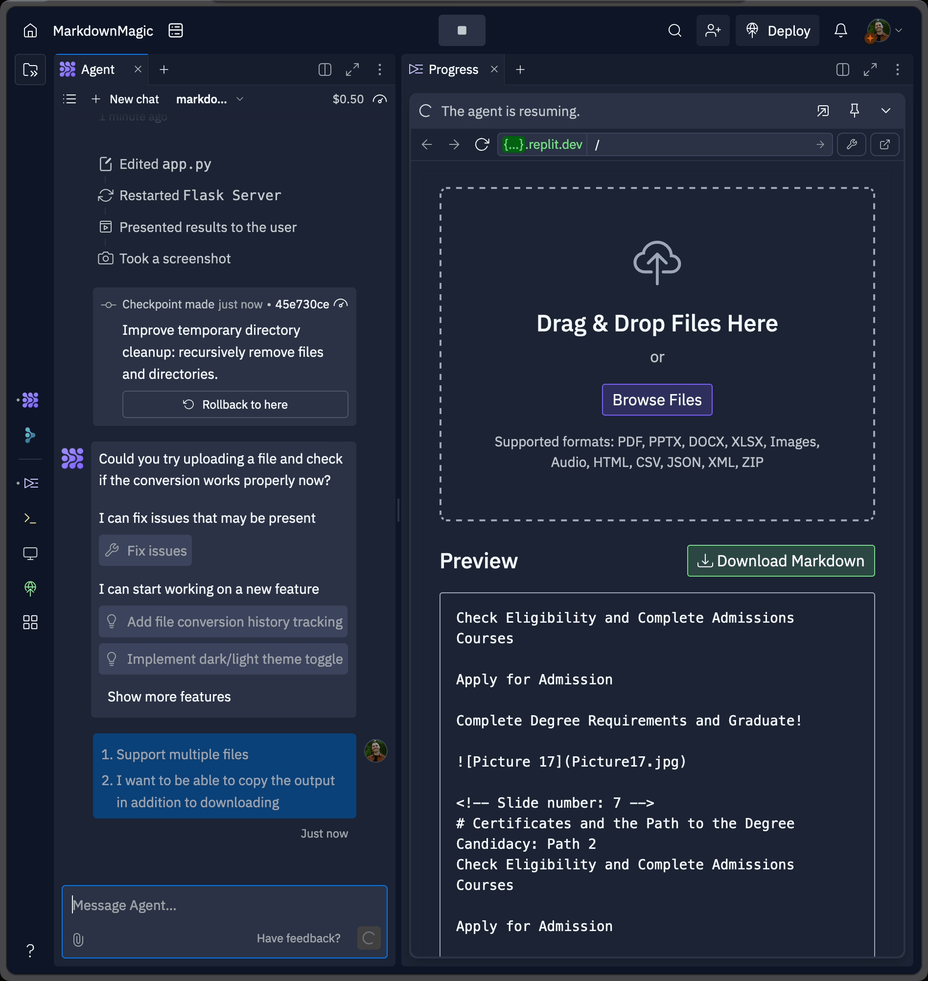 Adding multiple file support and download functionality