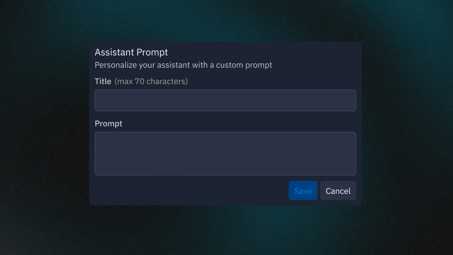 Assistant custom prompt selector