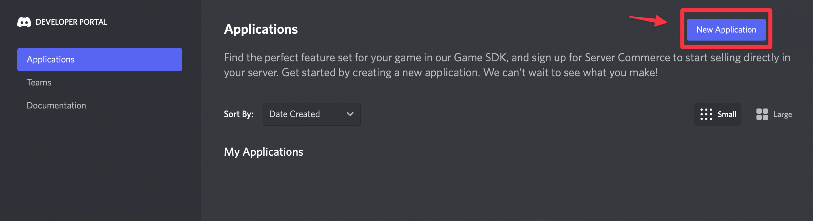 Creating a new Discord application